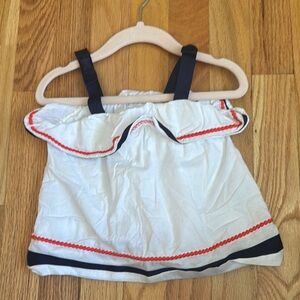 Janie and Jack White Top with Navy Straps and Red Accents